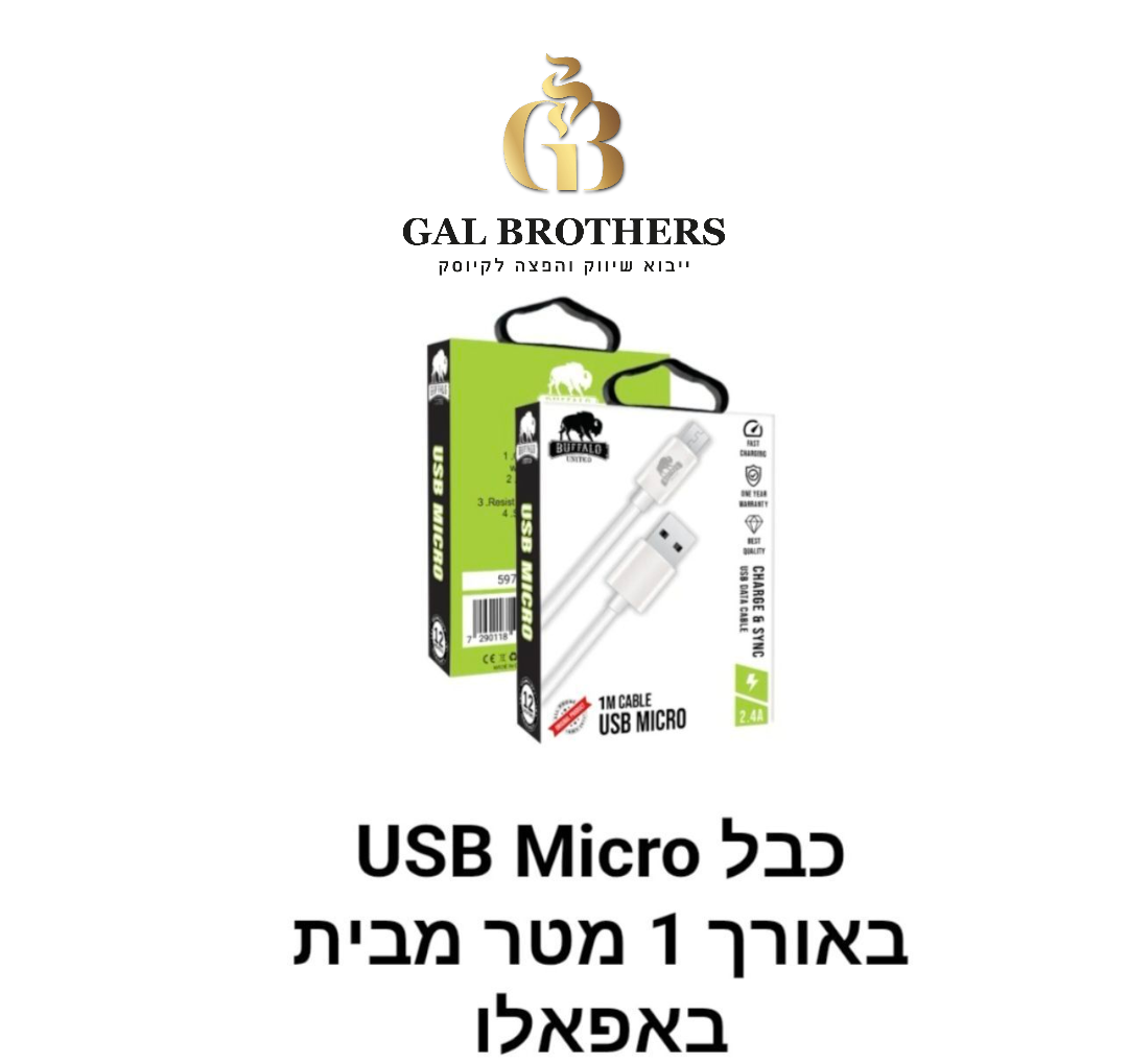 כבל באורך 1 מטר USB MICRO  BUFFALO